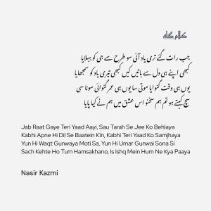 Nasir Kazmi 2 line poetry Nasir Kazmi sad shayari Nasir Kazmi best quotes Nasir Kazmi poetry images