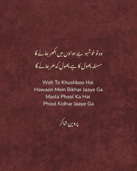 2 line Parveen Shakir Poetry - Parveen Shakir Best Poetry