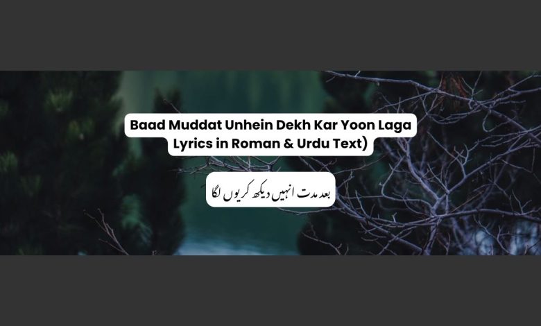 Baad Muddat Unhein Dekh Kar Yoon Laga Lyrics in Roman & Urdu Text)