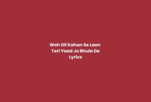 Woh Dil Kahan Se Laon Teri Yaad Jo Bhula De - Lyrics